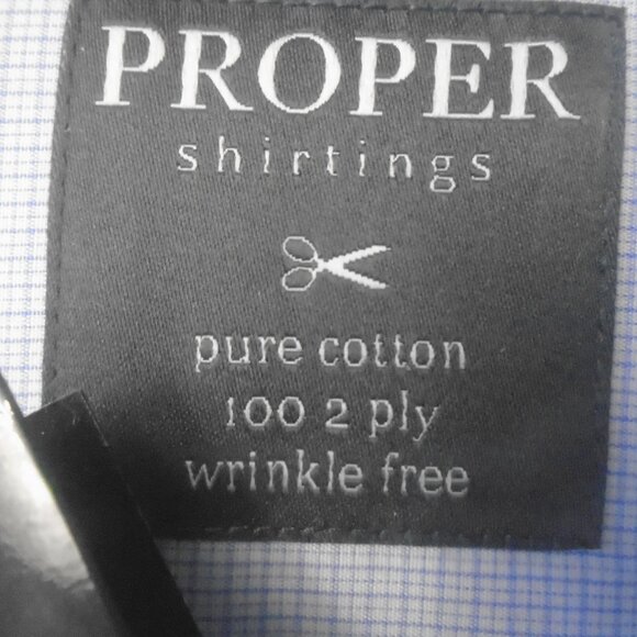 Men's Proper Shirtings Button Down Pocket Blue Check Dress Shirt 18 34/35 - Picture 2 of 4